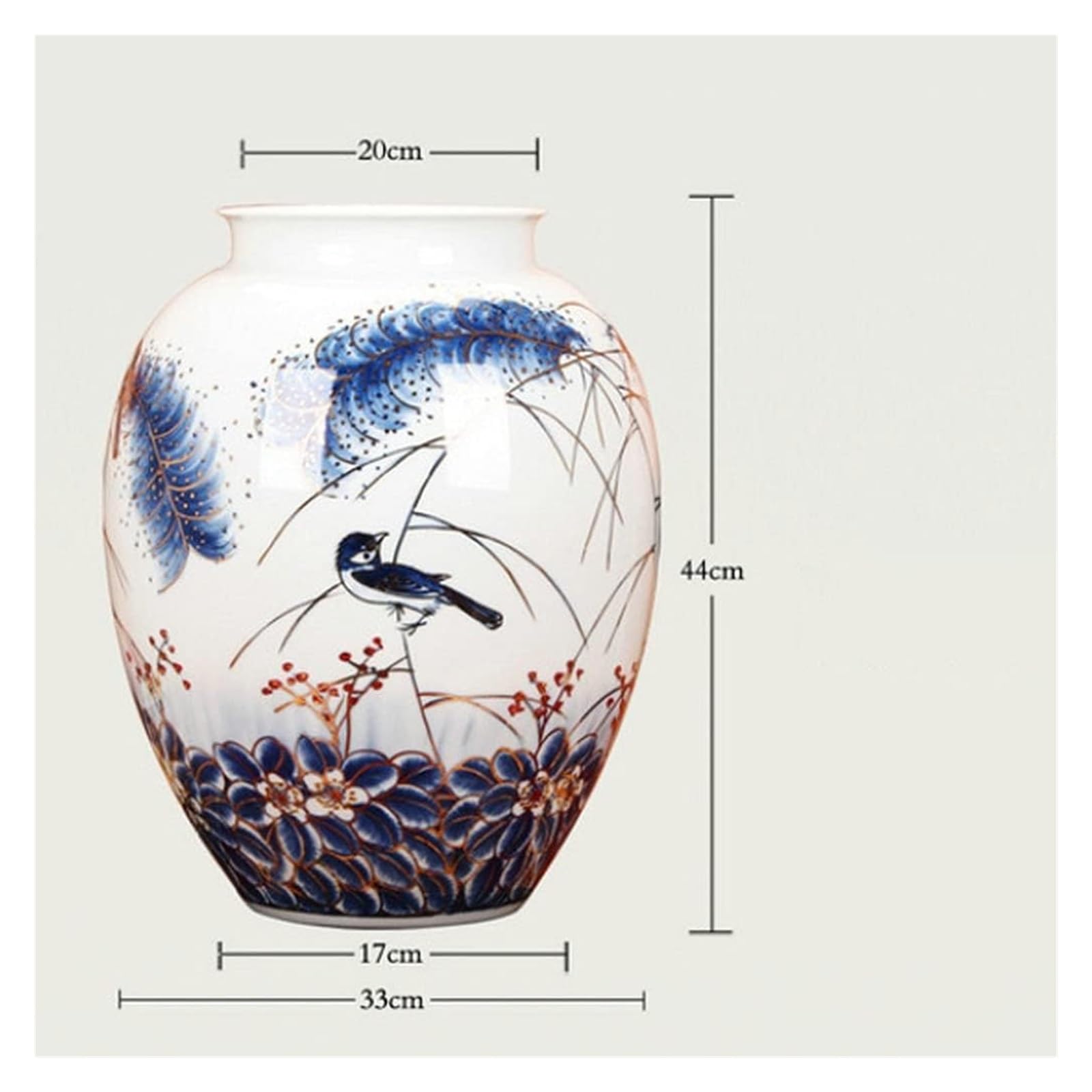 Amazon.co.jp: 花瓶 陶器、手描きの青と白の磁器の花瓶